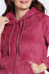 Zivame Soft Snuggles Fur Jacket - Beet Red — thumbnail 5
